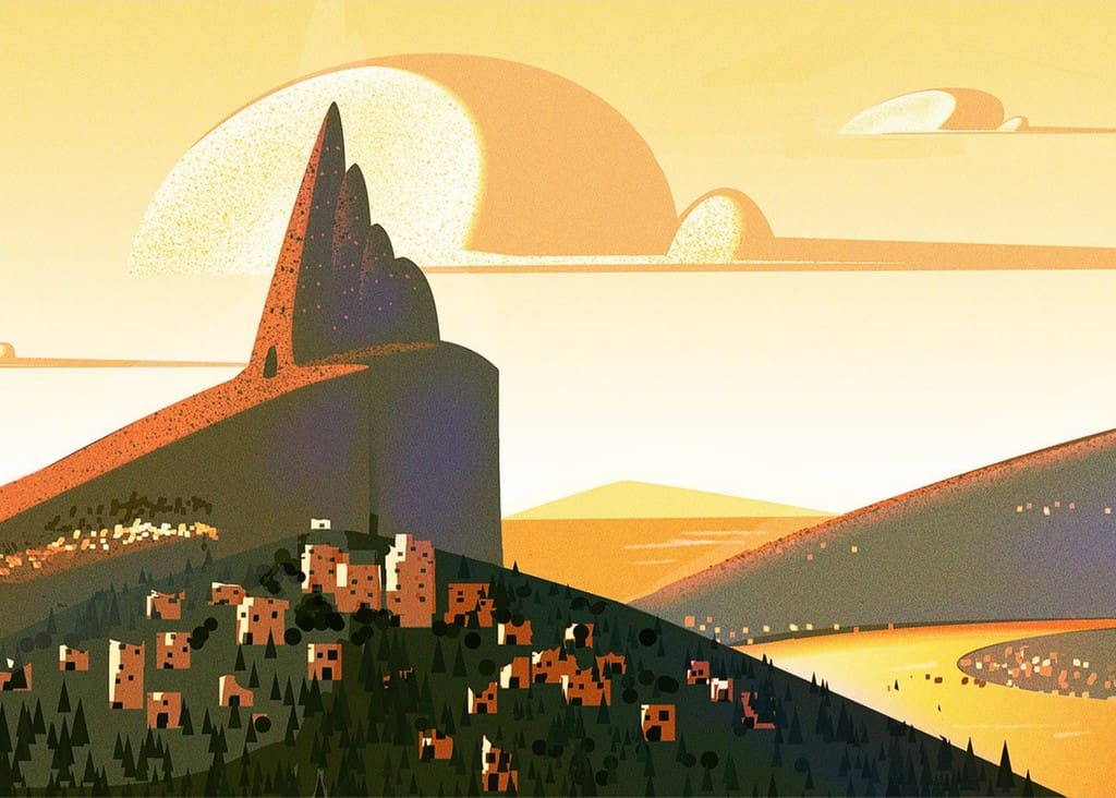 Castle overlooking in gold settings