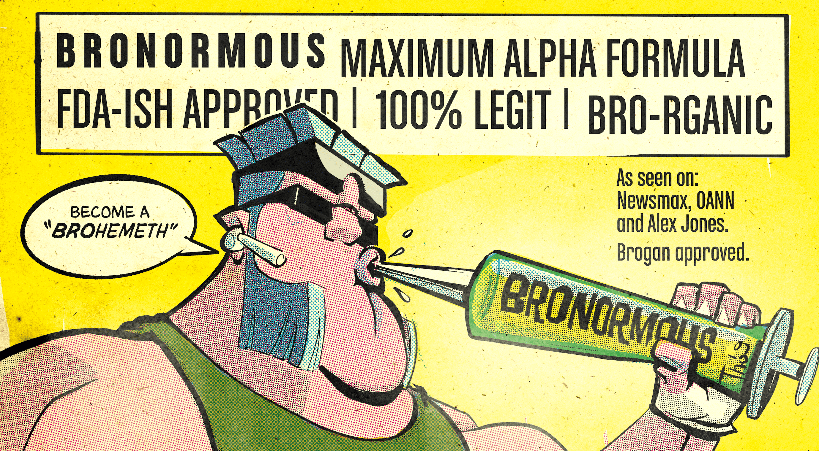 A cartoon character holding a bottle of vitamin.