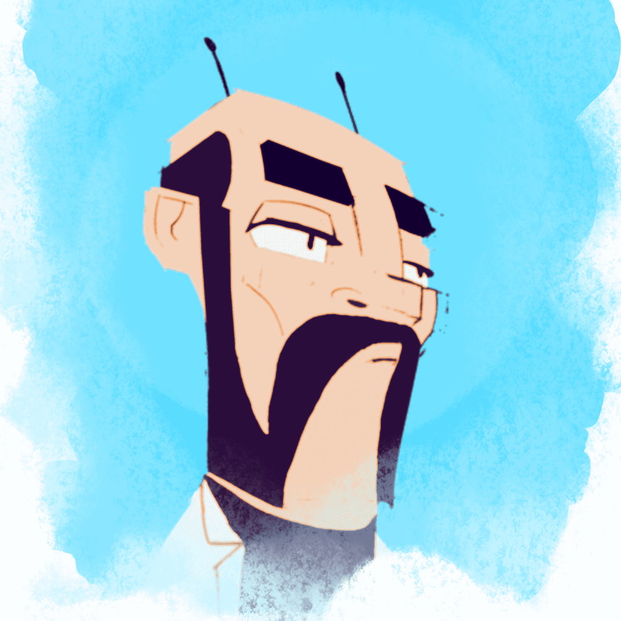 A detailed concept art of a bugman character with green and brown tones, featuring insect-like features and armor.