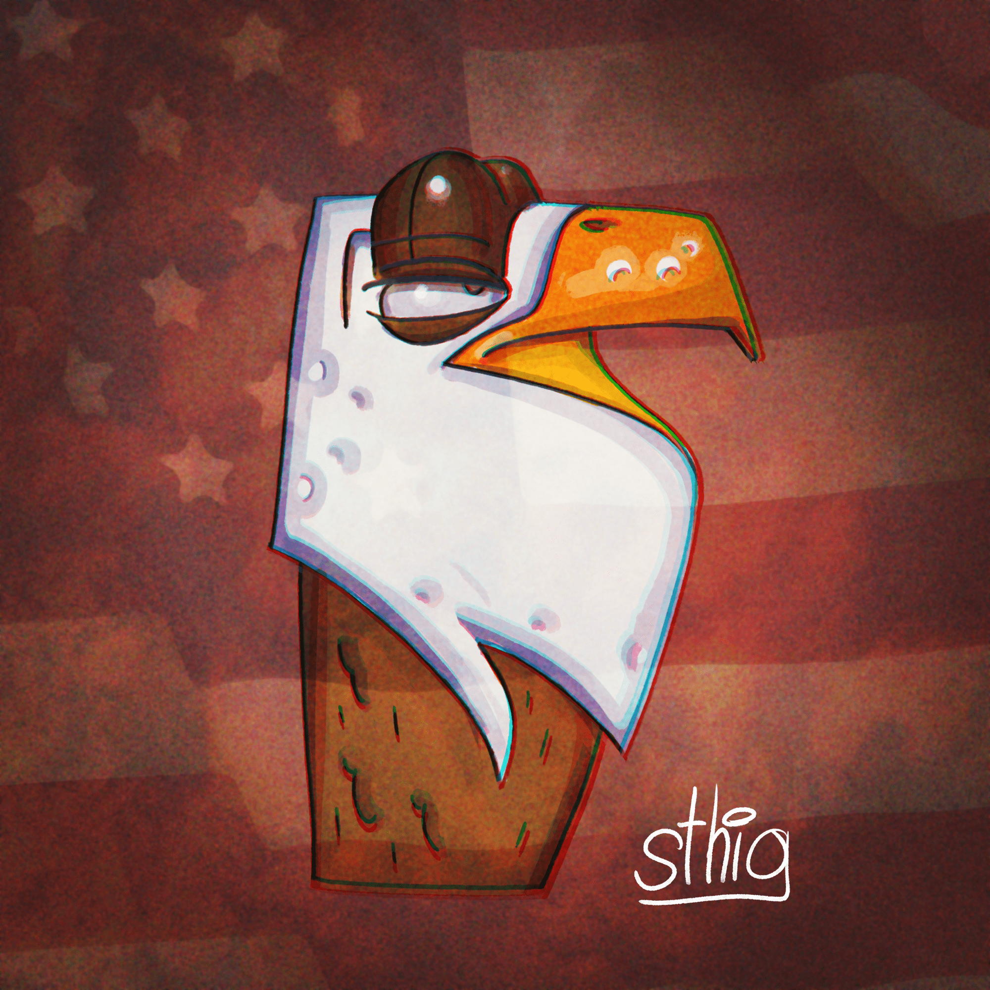 A majestic eagle with brown and white feathers is soaring through a clear blue sky.