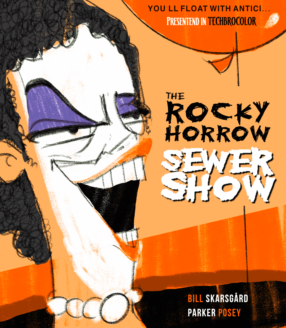 A gritty illustration of a rocky monster emerging from a dark, damp sewer environment.
